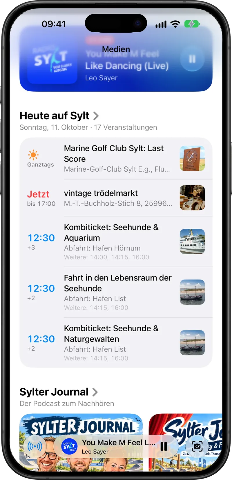 Heute auf Sylt: Veranstaltungen nach Uhrzeit, eine davon läuft gerade