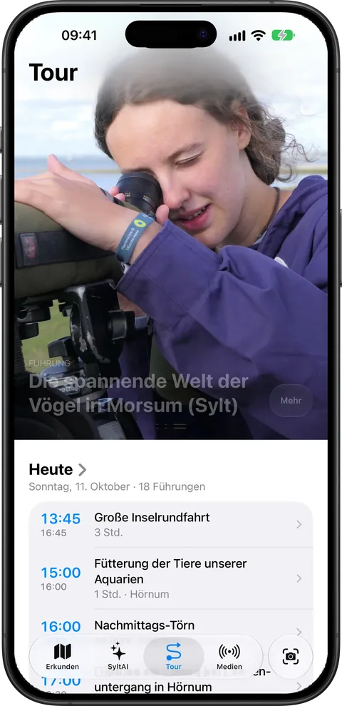 Tour-Tab mit den Führungen von heute